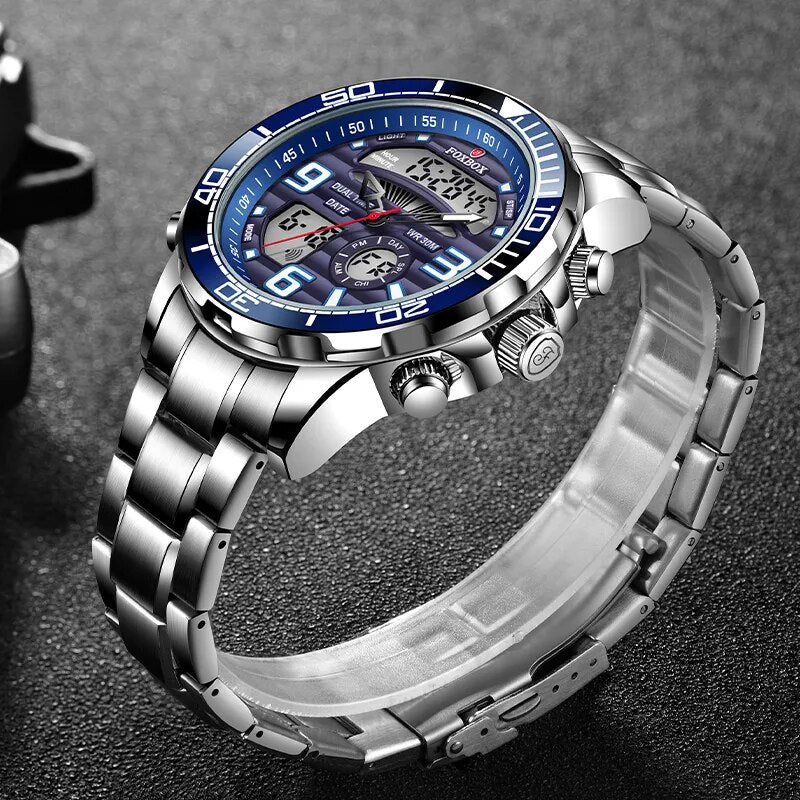 LIGE-relojes digitales Foxbox para hombre, reloj de pulsera deportivo de cuarzo de lujo, totalmente de acero, militar, resistente al agua y con caja, 2023