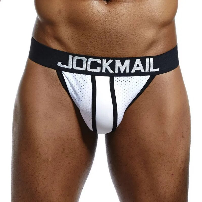 JOCKMAIL marca Sexy hombres ropa interior suspensorio tipo Tanga Gay hombres ropa interior pene bolsa ampliación malla transpirable tanga hombre slip