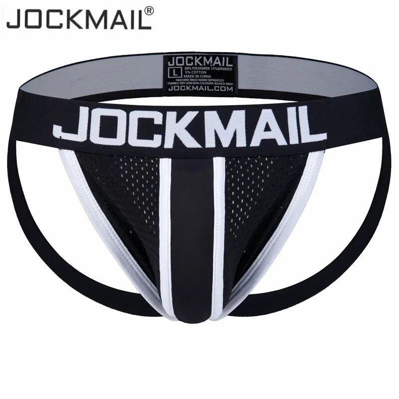 JOCKMAIL marca Sexy hombres ropa interior suspensorio tipo Tanga Gay hombres ropa interior pene bolsa ampliación malla transpirable tanga hombre slip