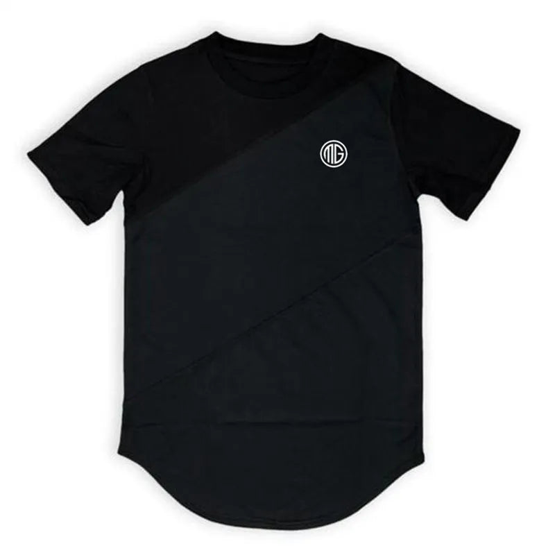 Camiseta musculosa de marca para hombre, camisetas de culturismo y fitness para hombre, camisetas de algodón de talla grande, camiseta de manga corta de malla de algodón