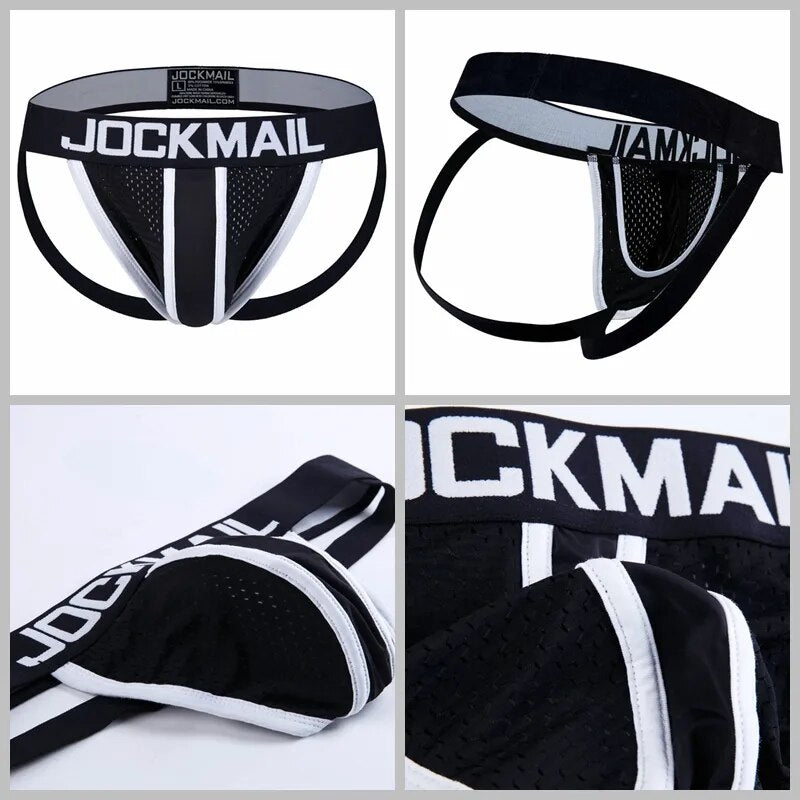 JOCKMAIL marca Sexy hombres ropa interior suspensorio tipo Tanga Gay hombres ropa interior pene bolsa ampliación malla transpirable tanga hombre slip