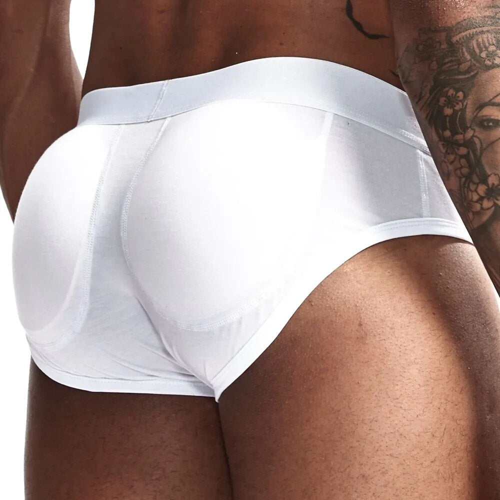 Jockmail 2 pçs masculino acolchoado boxer breve cueca gay cuecas sexy buttoceks levantador de algodão bunda ampliar push bolsa cuecas hombre