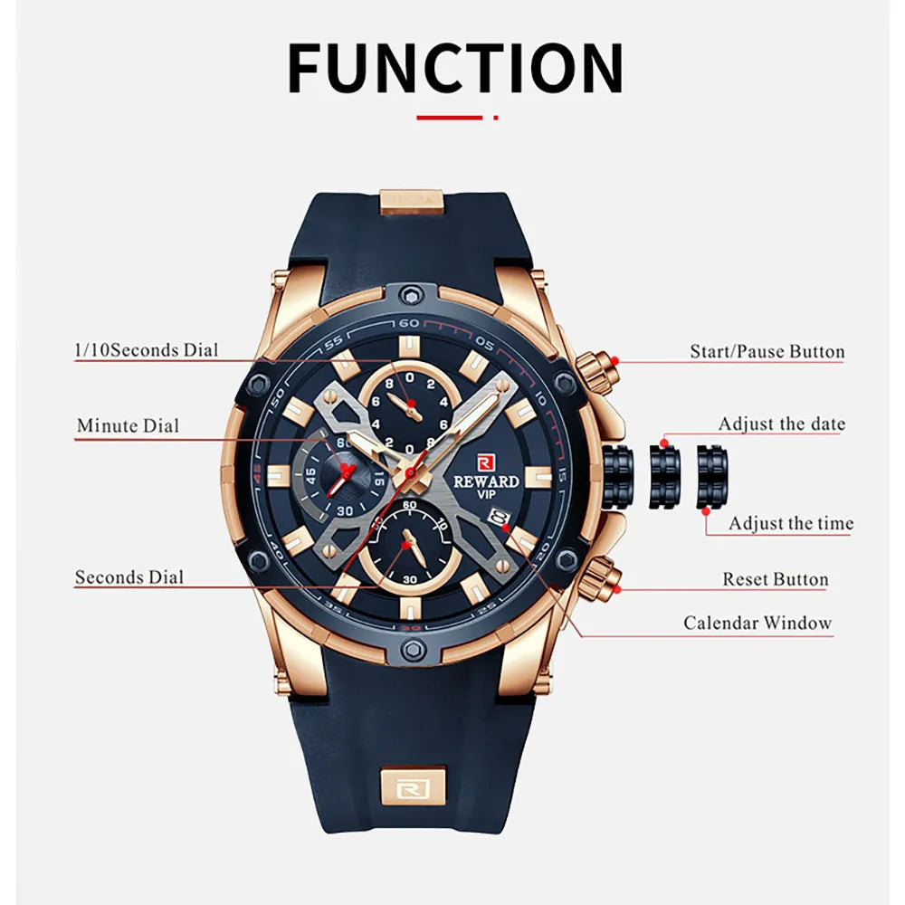 Relojes de recompensa para hombre, reloj deportivo con cronógrafo de marca de lujo, resistente al agua, color azul, reloj de pulsera militar, novedad de 2023