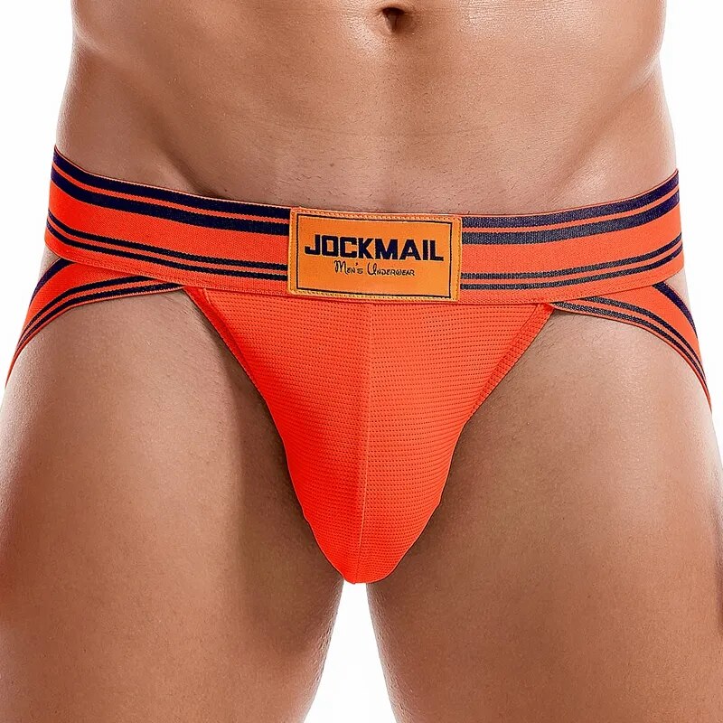 JOCKMAIL, ropa interior para hombre, calzoncillos de malla para hombre, suspensorio de Bikini Sexy, bragas masculinas transpirables, Cueca Tanga, calzoncillos con bolsa en U, Slip Homme