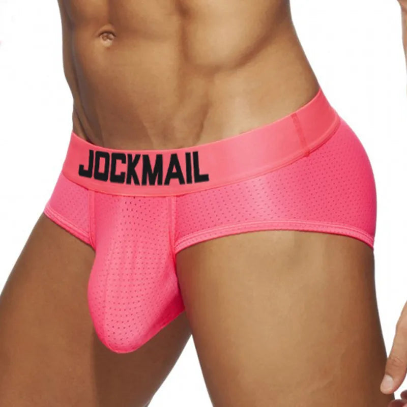 JOCKMAIL-ropa interior sexi para hombre, calzoncillos de nailon y LICRA, bragas masculinas transpirables, Cueca Tanga con bolsa en U, calzoncillos cómodos antideslizantes para hombre