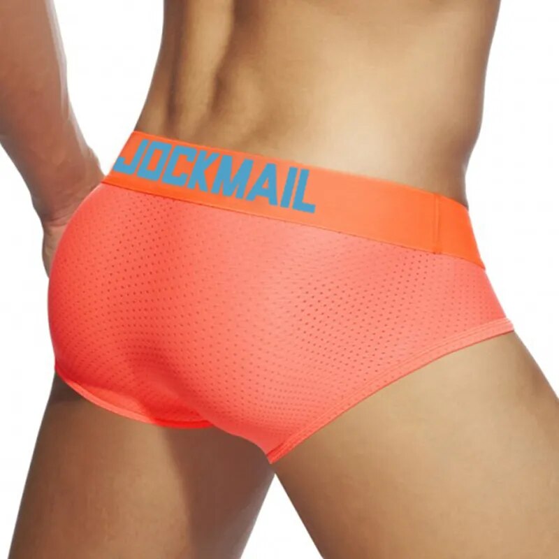 JOCKMAIL-ropa interior sexi para hombre, calzoncillos de nailon y LICRA, bragas masculinas transpirables, Cueca Tanga con bolsa en U, calzoncillos cómodos antideslizantes para hombre