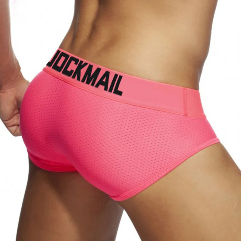 JOCKMAIL-ropa interior sexi para hombre, calzoncillos de nailon y LICRA, bragas masculinas transpirables, Cueca Tanga con bolsa en U, calzoncillos cómodos antideslizantes para hombre