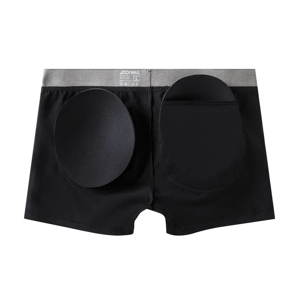 Jockmail 2 pçs masculino acolchoado boxer breve cueca gay cuecas sexy buttoceks levantador de algodão bunda ampliar push bolsa cuecas hombre