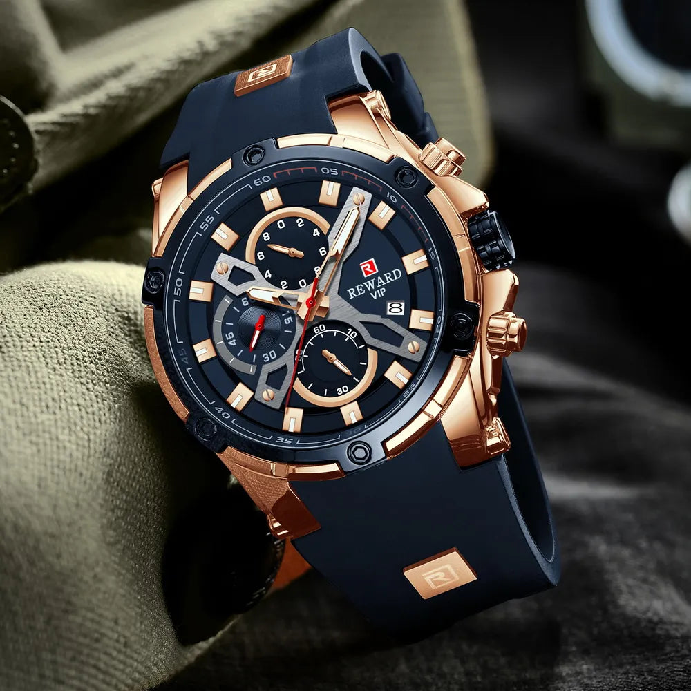 Relojes de recompensa para hombre, reloj deportivo con cronógrafo de marca de lujo, resistente al agua, color azul, reloj de pulsera militar, novedad de 2023