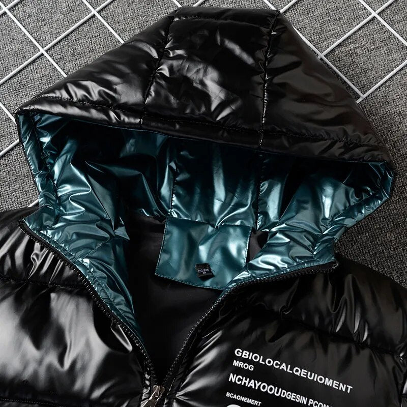 2022 novo inverno à prova dwaterproof água dos homens parka casaco de inverno quente engrossar zíper parkas casual masculino jaquetas brilhantes