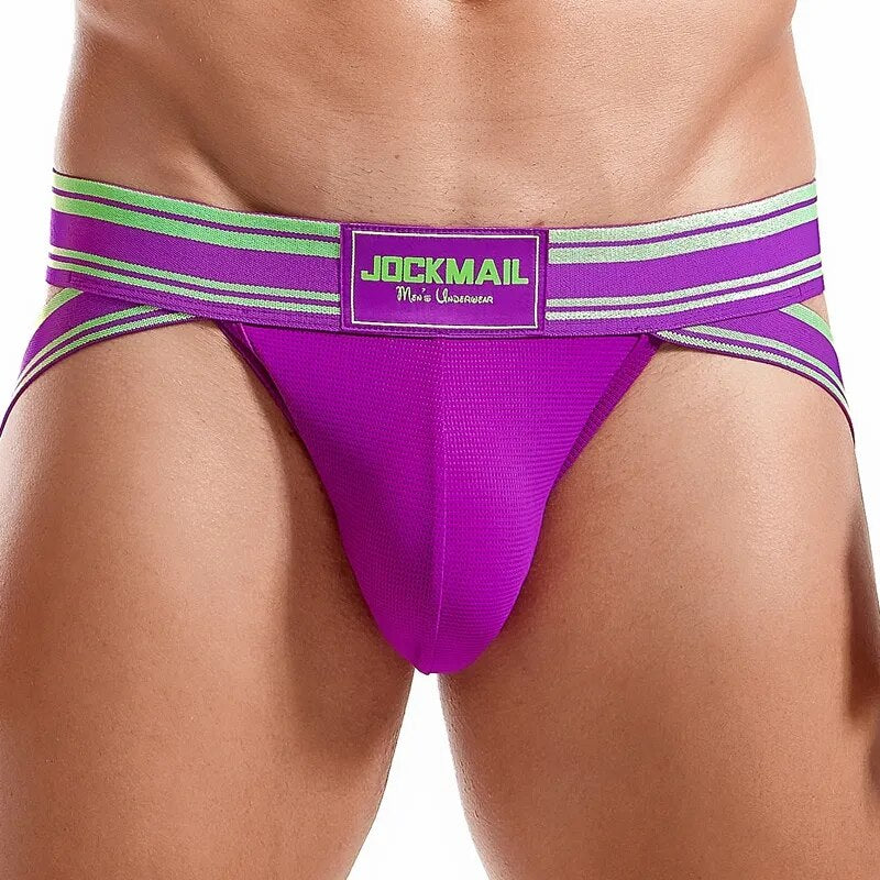 JOCKMAIL, ropa interior para hombre, calzoncillos de malla para hombre, suspensorio de Bikini Sexy, bragas masculinas transpirables, Cueca Tanga, calzoncillos con bolsa en U, Slip Homme