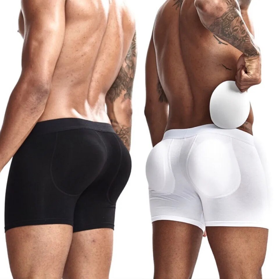 Jockmail 2 pçs masculino acolchoado boxer breve cueca gay cuecas sexy buttoceks levantador de algodão bunda ampliar push bolsa cuecas hombre