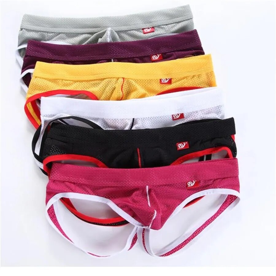 Marca de malla suspensorio hombres Tanga ropa interior Sexy bolsa espalda descubierta Jock Correa G String calzoncillos Slips lencería erótica bragas masculinas