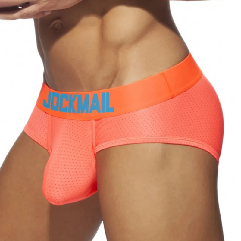 JOCKMAIL-ropa interior sexi para hombre, calzoncillos de nailon y LICRA, bragas masculinas transpirables, Cueca Tanga con bolsa en U, calzoncillos cómodos antideslizantes para hombre